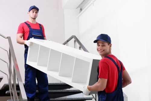 Moving van service with packed household items ready for transport