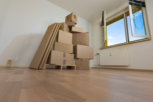 Moving team preparing a family home relocation