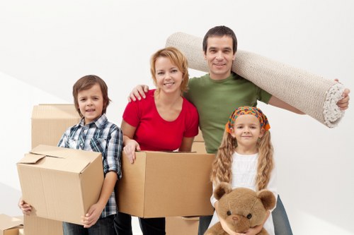 Packed boxes and furniture ready for local removals