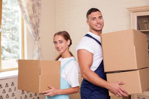 Packed household items ready for a home move in Longlands